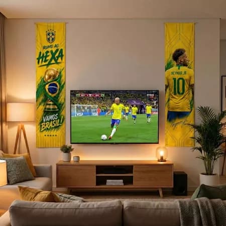 Kit 2 Faixas Premium Brasil Decoração Unica Exclusiva Peças Painel Vertical Copa 2026